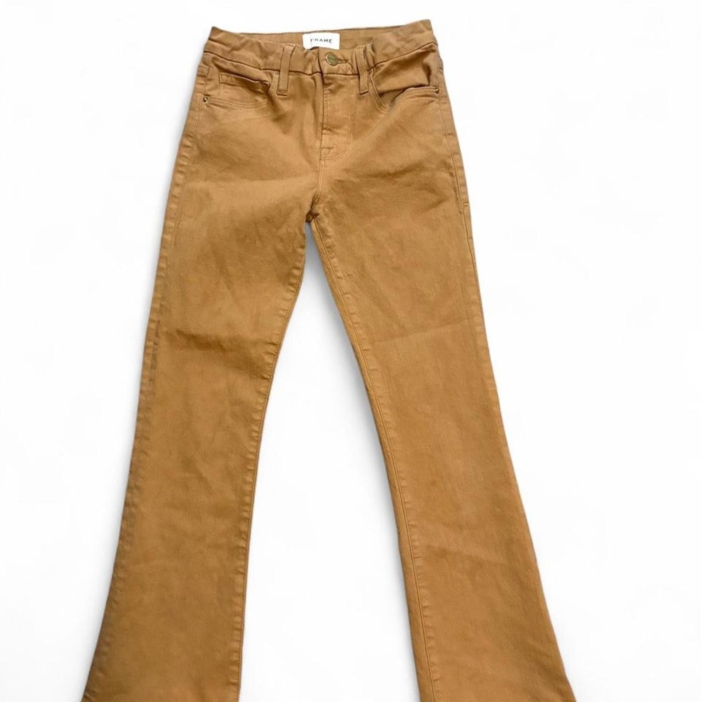 FRAME Le Crop Mini Boot Jeans Size 26 Camel Brown Coated Bootcut Cropped